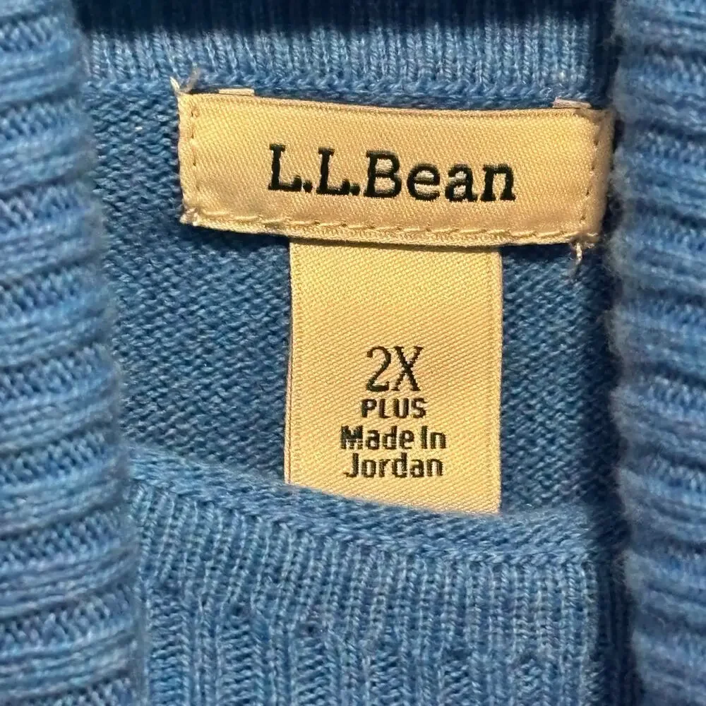 L.L. Bean Blue Cotton Cashmere Turtleneck Sweater - size 2X